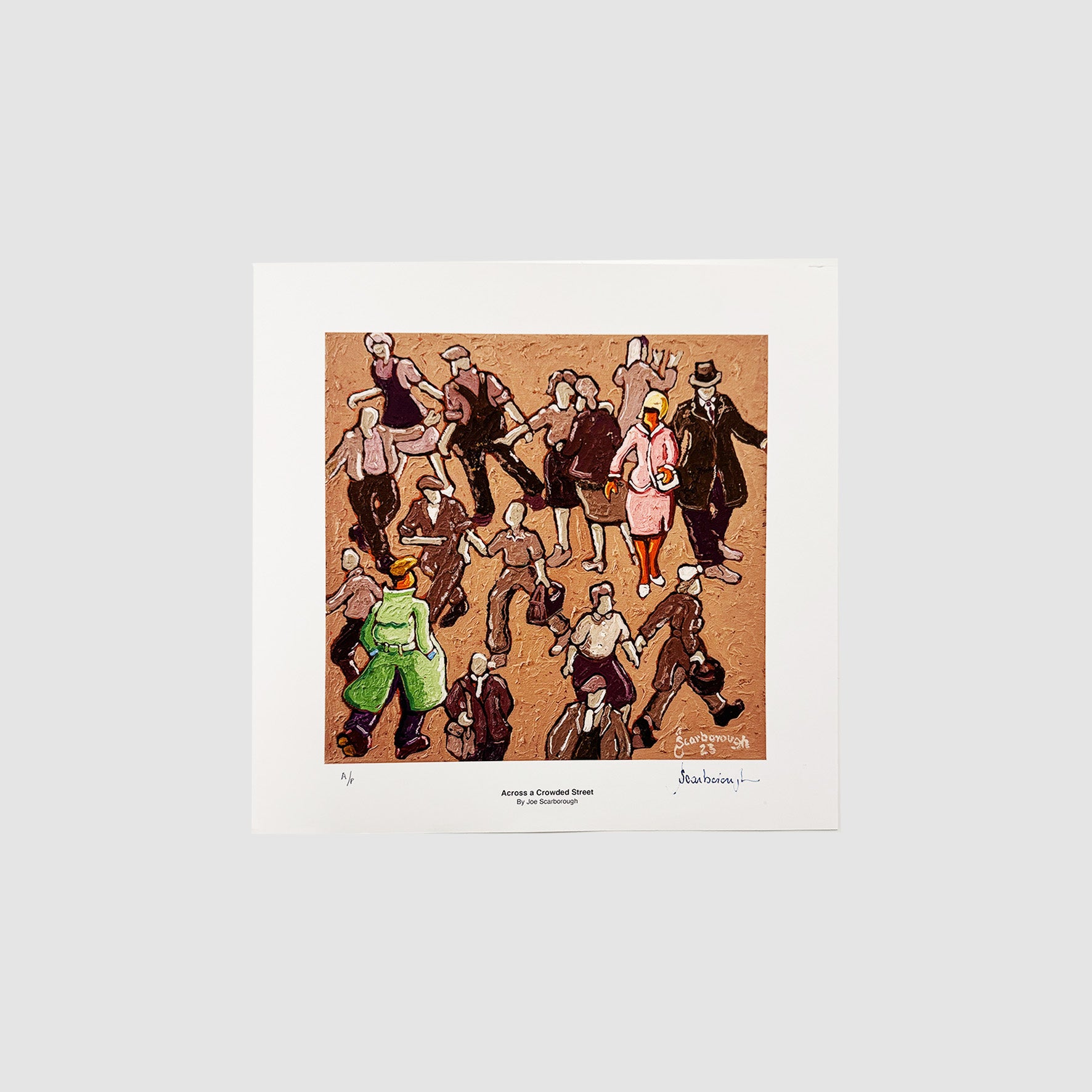 Across a crowded Street Signed Archive Artist Proof Art Print - Joe Scarborough Art