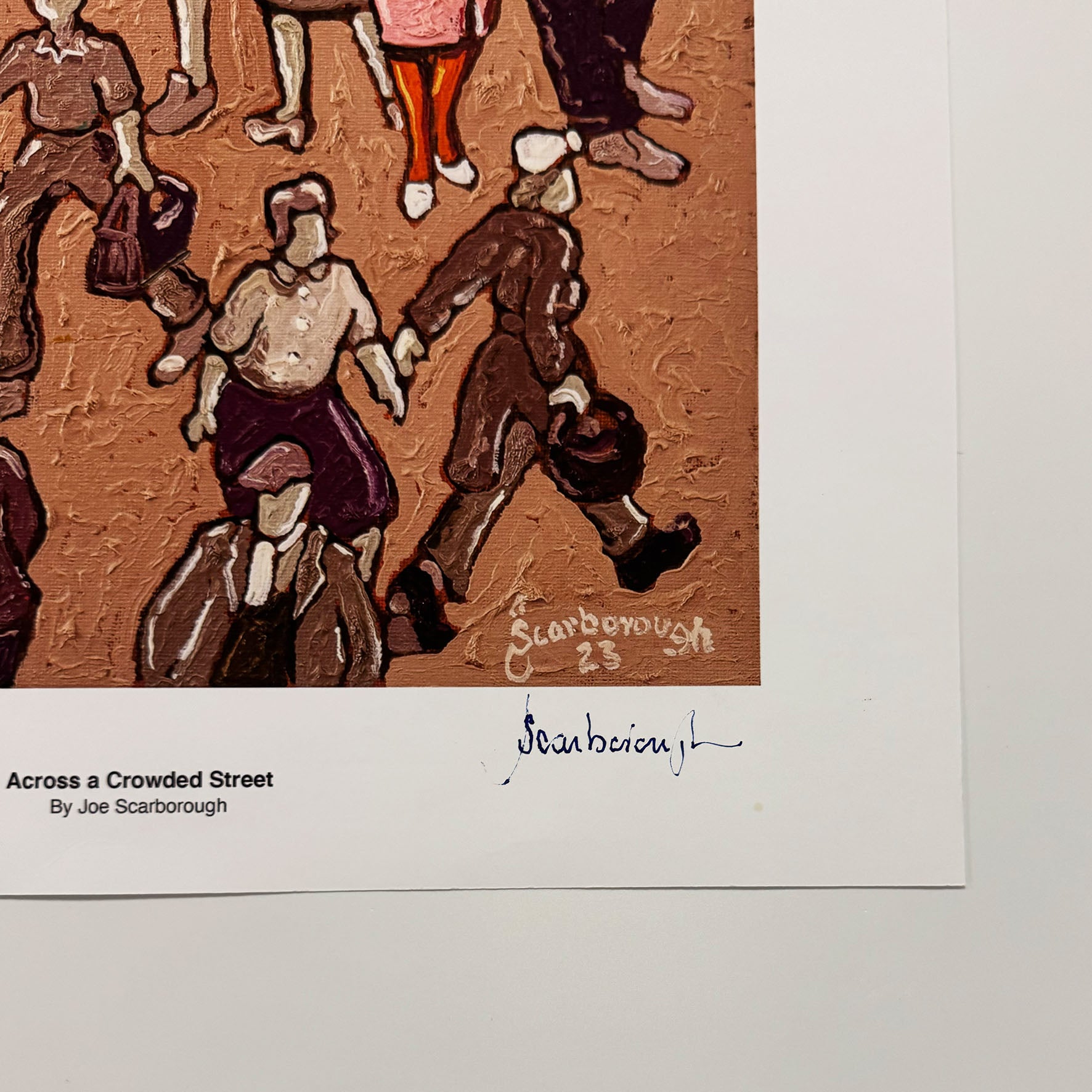 Across a crowded Street Signed Archive Artist Proof Art Print - Joe Scarborough Art