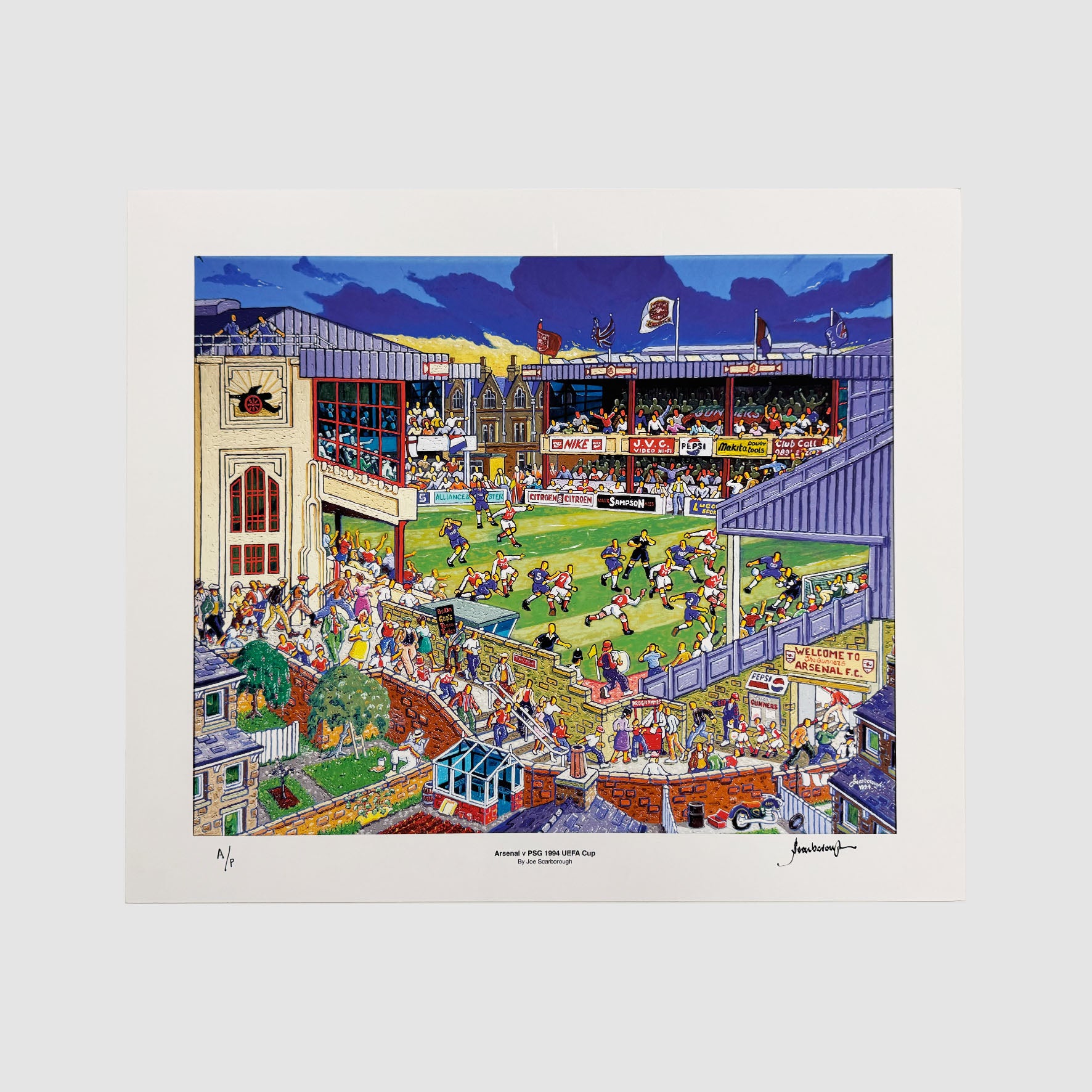 Arsenal v PSG 1994 UEFA Cup Signed Archive Artist Proof Art Print - Joe Scarborough Art