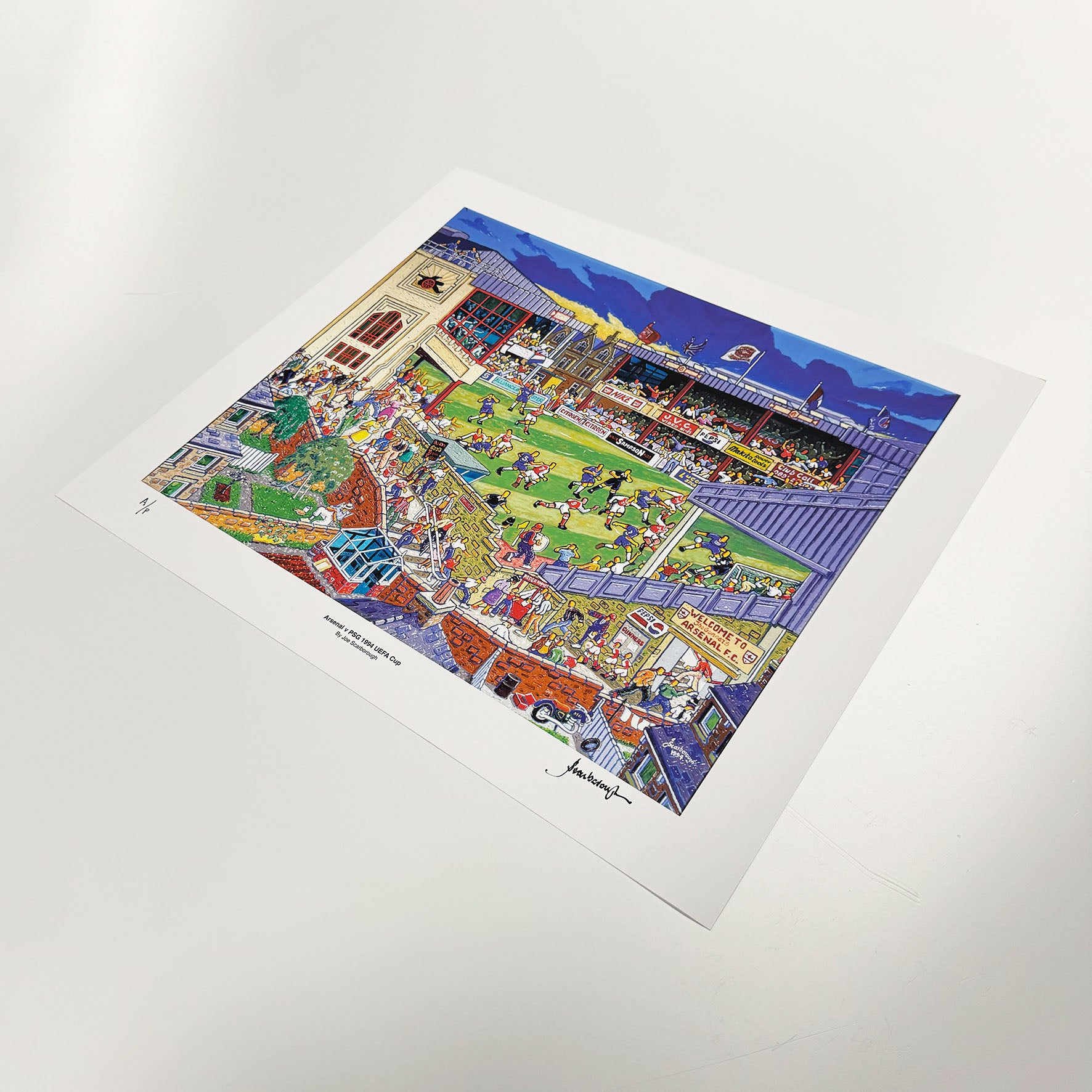 Arsenal v PSG 1994 UEFA Cup Signed Archive Artist Proof Art Print - Joe Scarborough Art