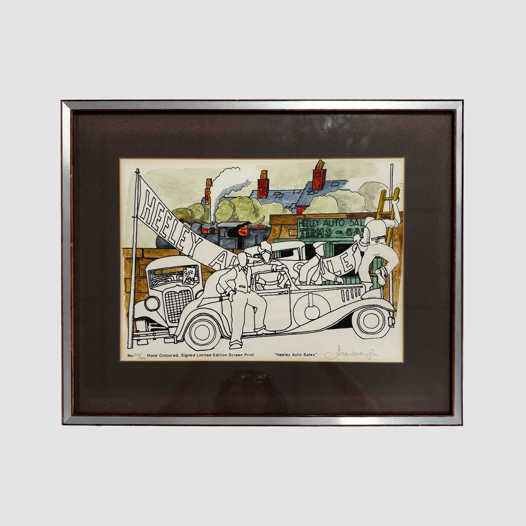 "Heeley Auto Sales" Hand Coloured, Signed Limited Edition Screen Print 20/100 - Joe Scarborough Art