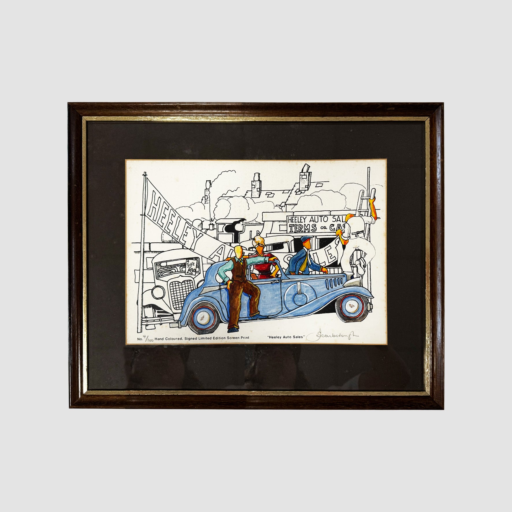 "Heeley Auto Sales" Hand Coloured, Signed Limited Edition Screen Print 4/100 - Joe Scarborough Art