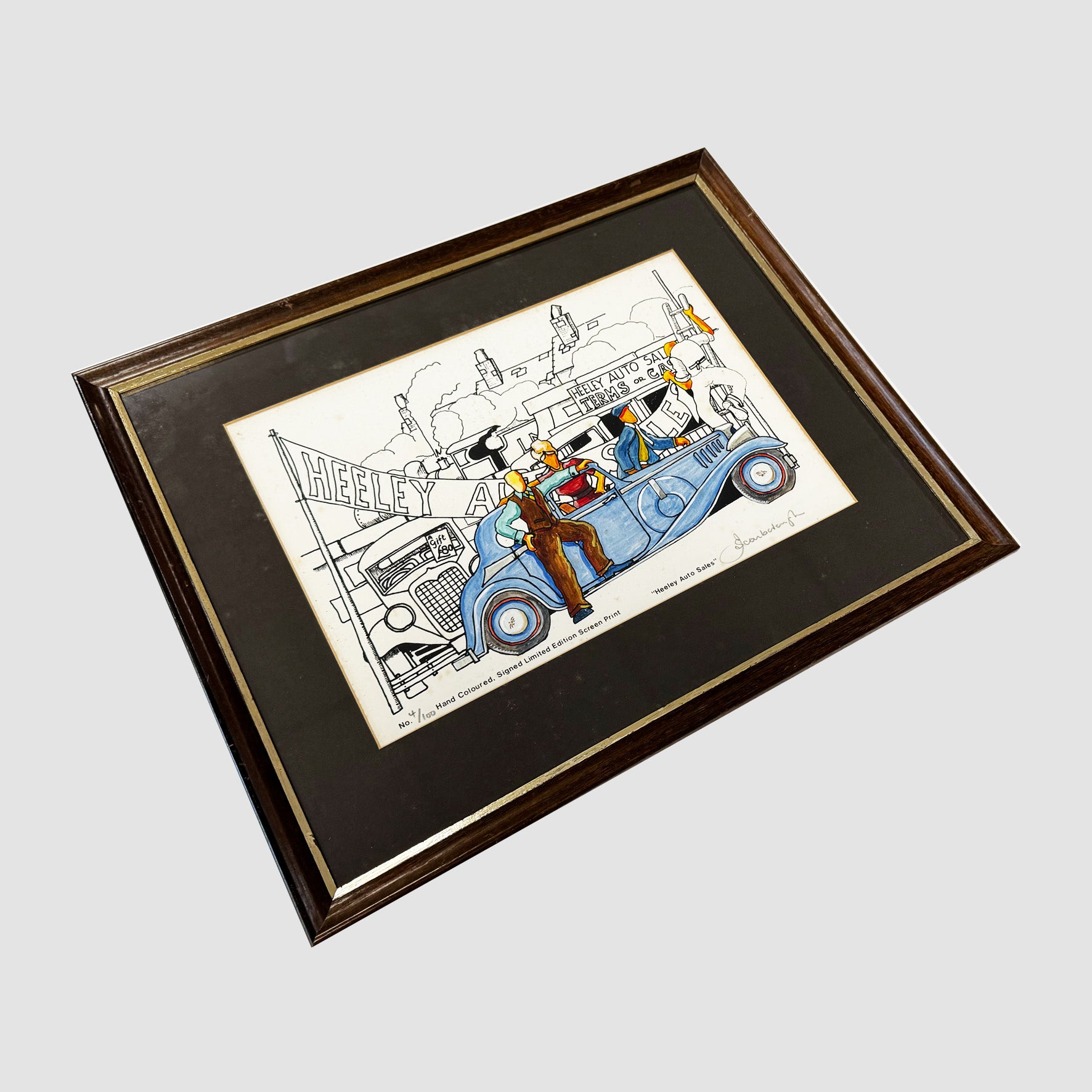 "Heeley Auto Sales" Hand Coloured, Signed Limited Edition Screen Print 4/100 - Joe Scarborough Art