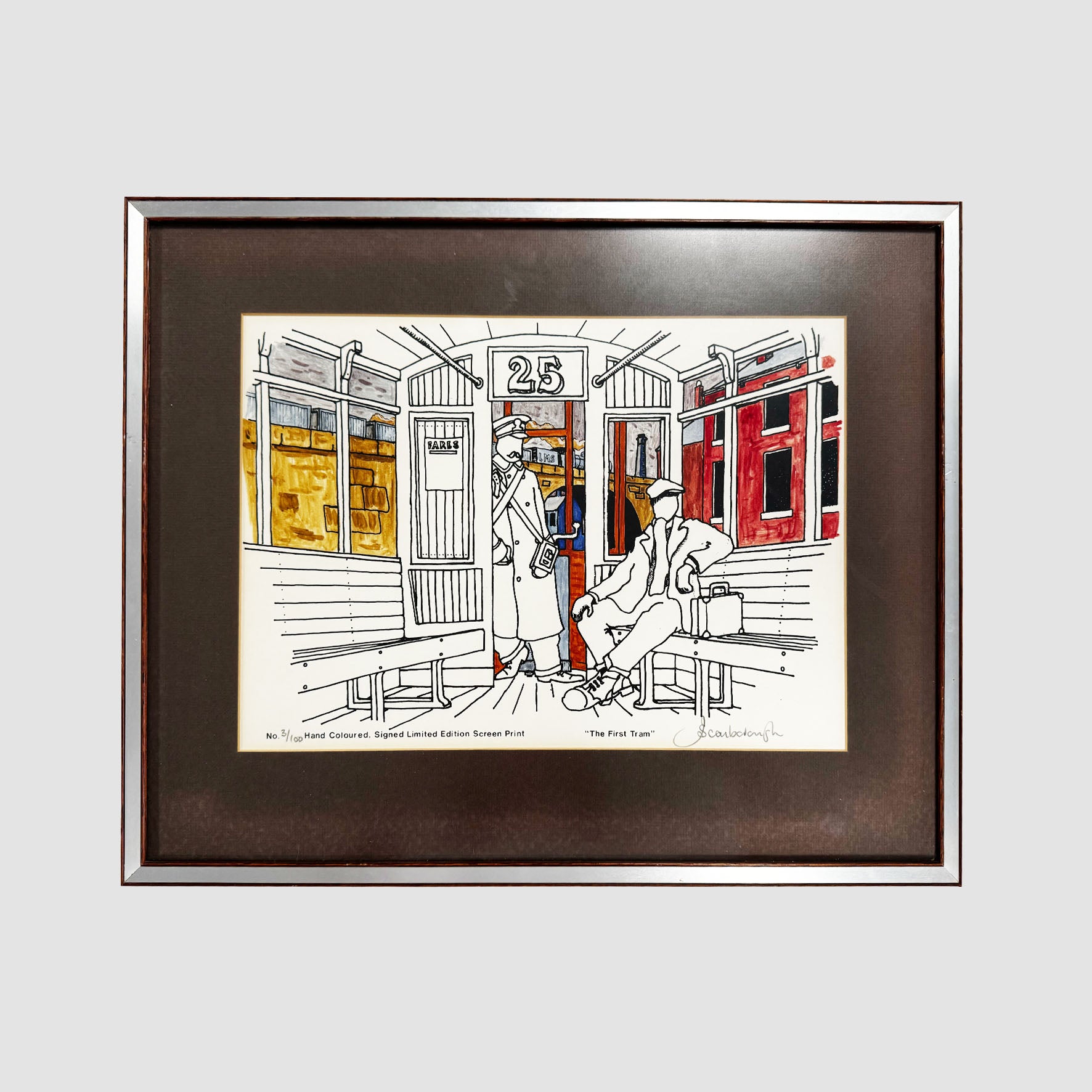 "The First Tram" Hand Coloured, Signed Limited Edition Screen Print 3/100 - Joe Scarborough Art