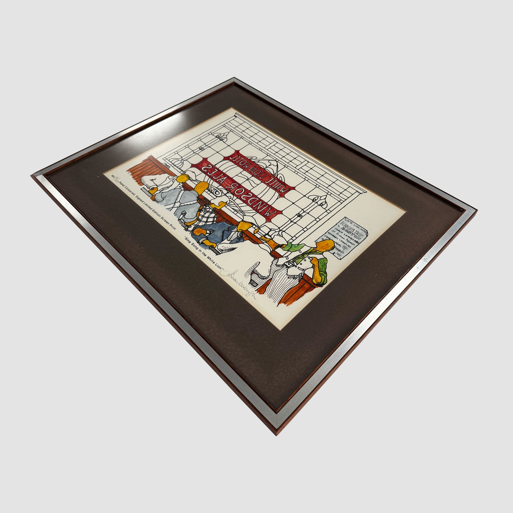 "Sign Song at the White Lion" Hand Coloured, Signed Limited Edition Screen Print 12/100 - Joe Scarborough Art