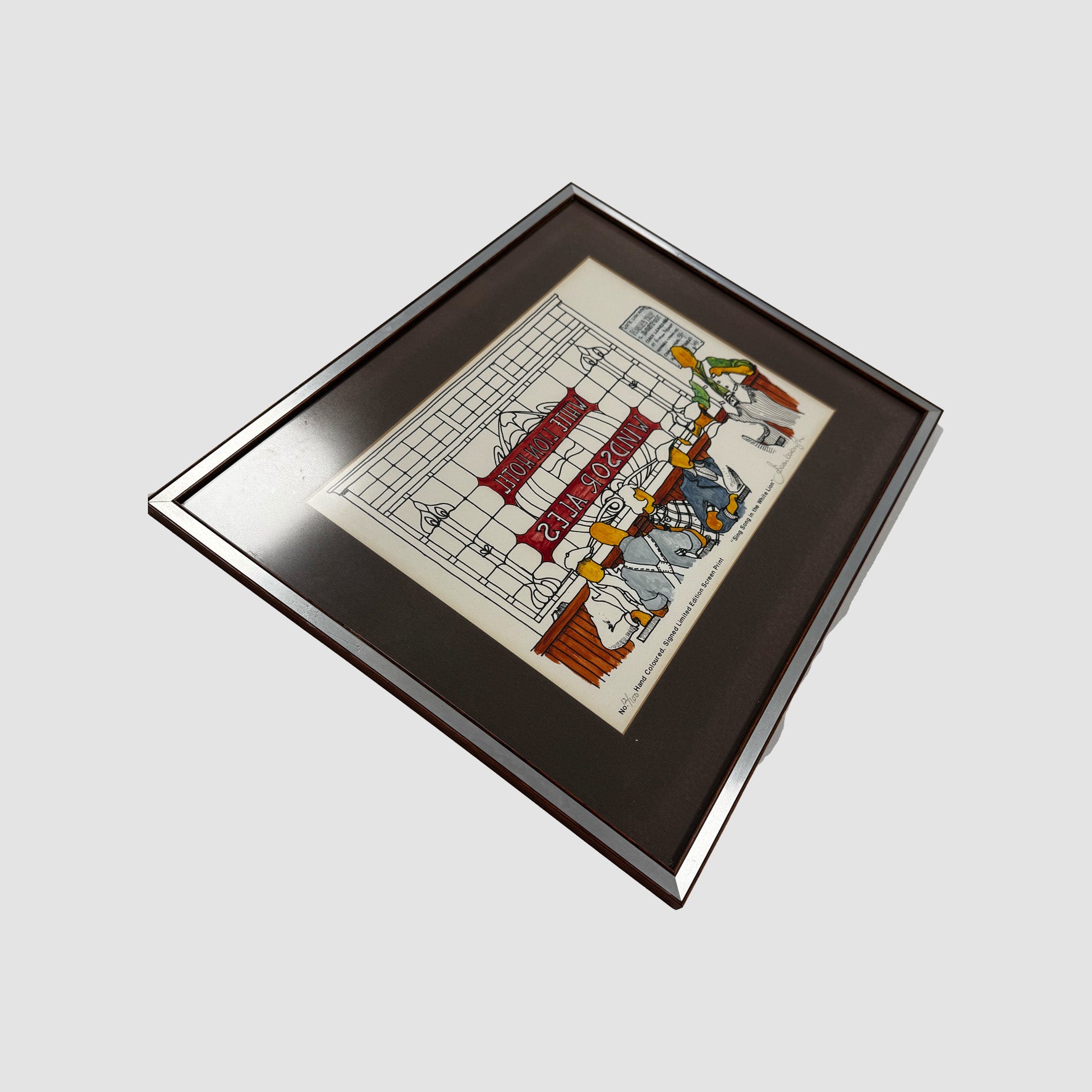 "Sign Song at the White Lion" Hand Coloured, Signed Limited Edition Screen Print 12/100 - Joe Scarborough Art