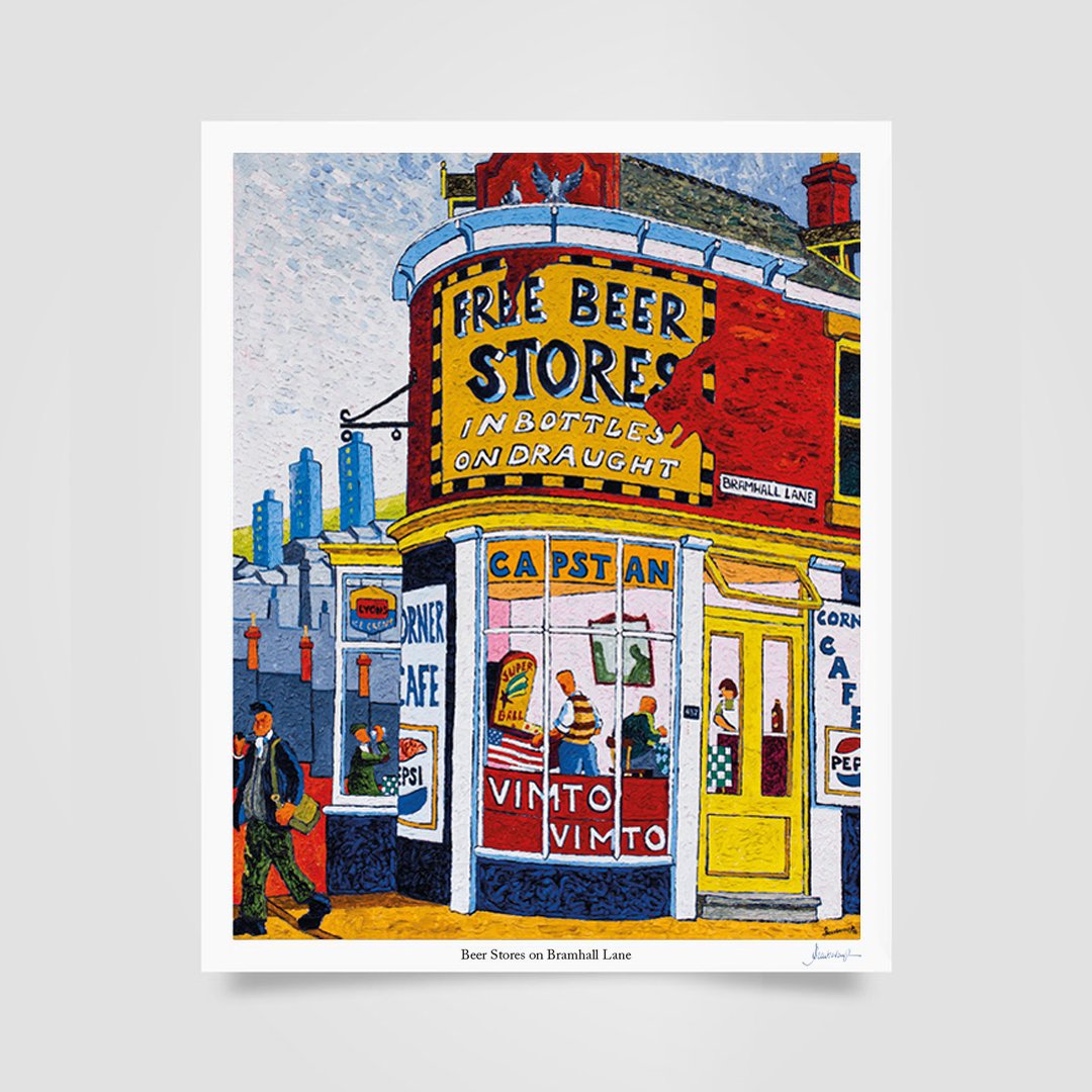 Joe Scarborough Signed Art Print Beer Store on Bramall Lane - Joe Scarborough Art